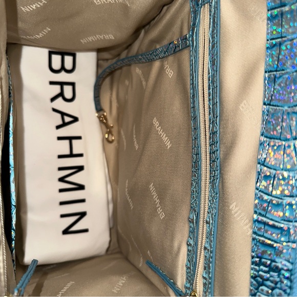 Brahmin Caroline Arctic Blue Melbourne Genuine Leather Large Satchel Purse New - Picture 14 of 16